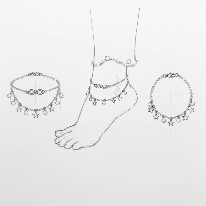 Infinity Anklet Bracelet + Pearls and Stars