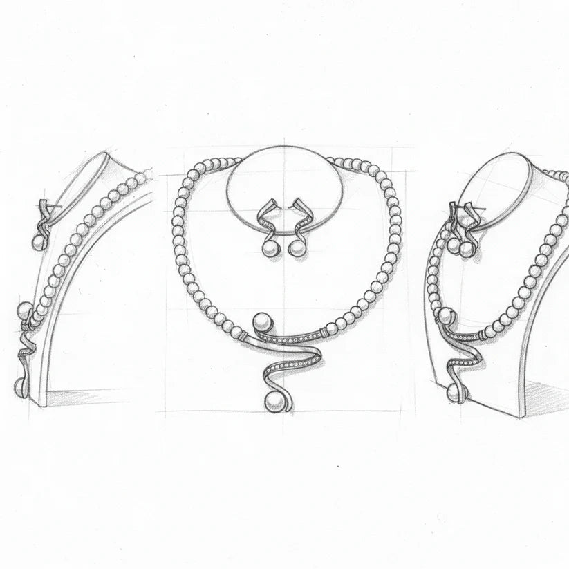 Natural Pearl Necklace + Earrings Set