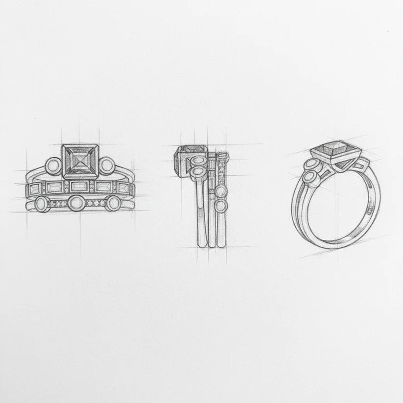 Vintage Blue Crystal Ring Set