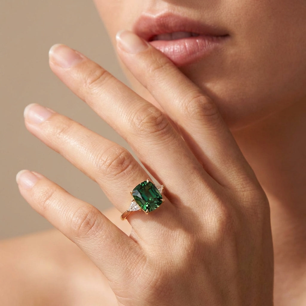 Elegant Square Emerald Ring