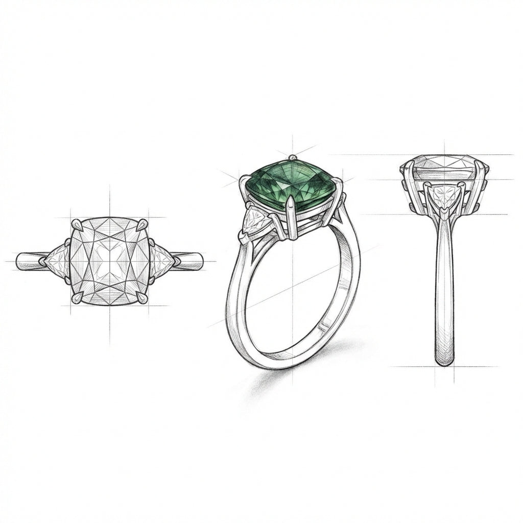 Elegant Square Emerald Ring