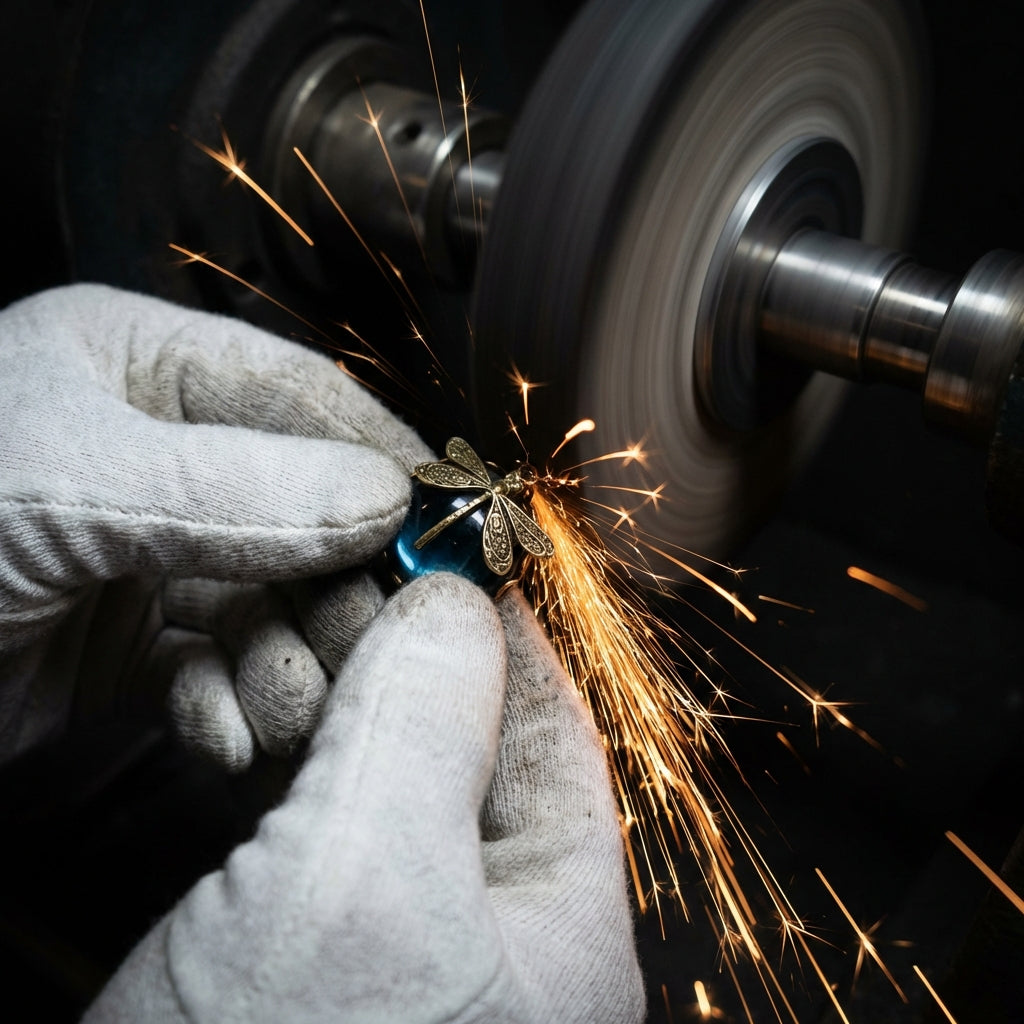 Spherical Dragonfly Earrings in Antique Gold