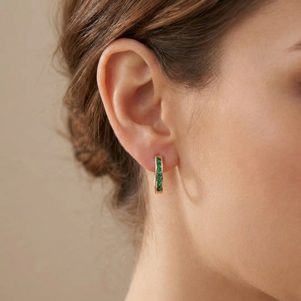 Emerald diamond earrings in gold