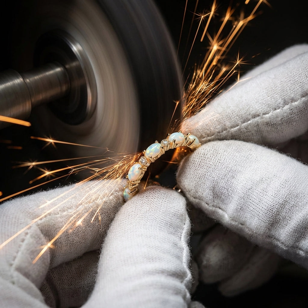 Vintage Gold Opal Eternity Ring