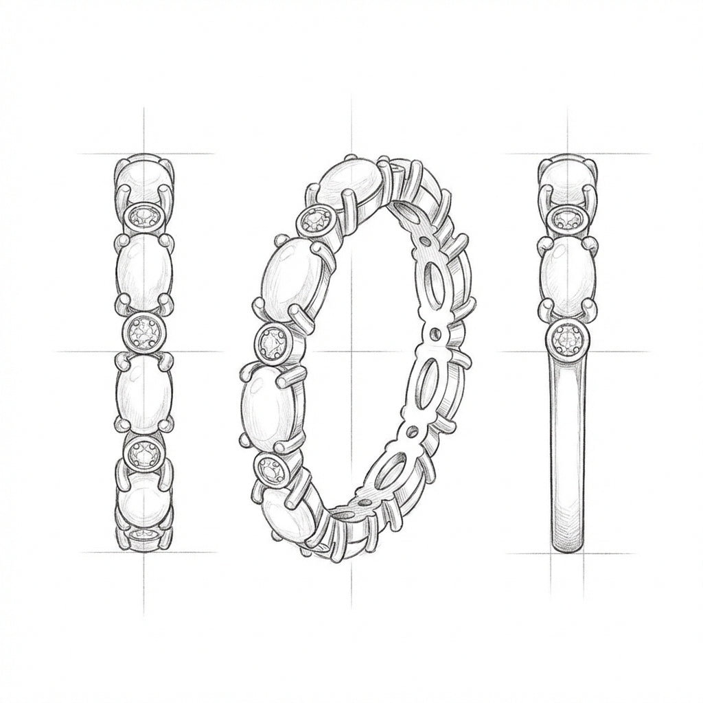 Vintage Gold Opal Eternity Ring