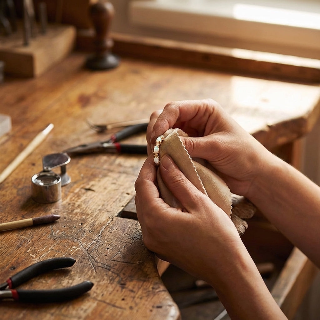 Vintage Gold Opal Eternity Ring