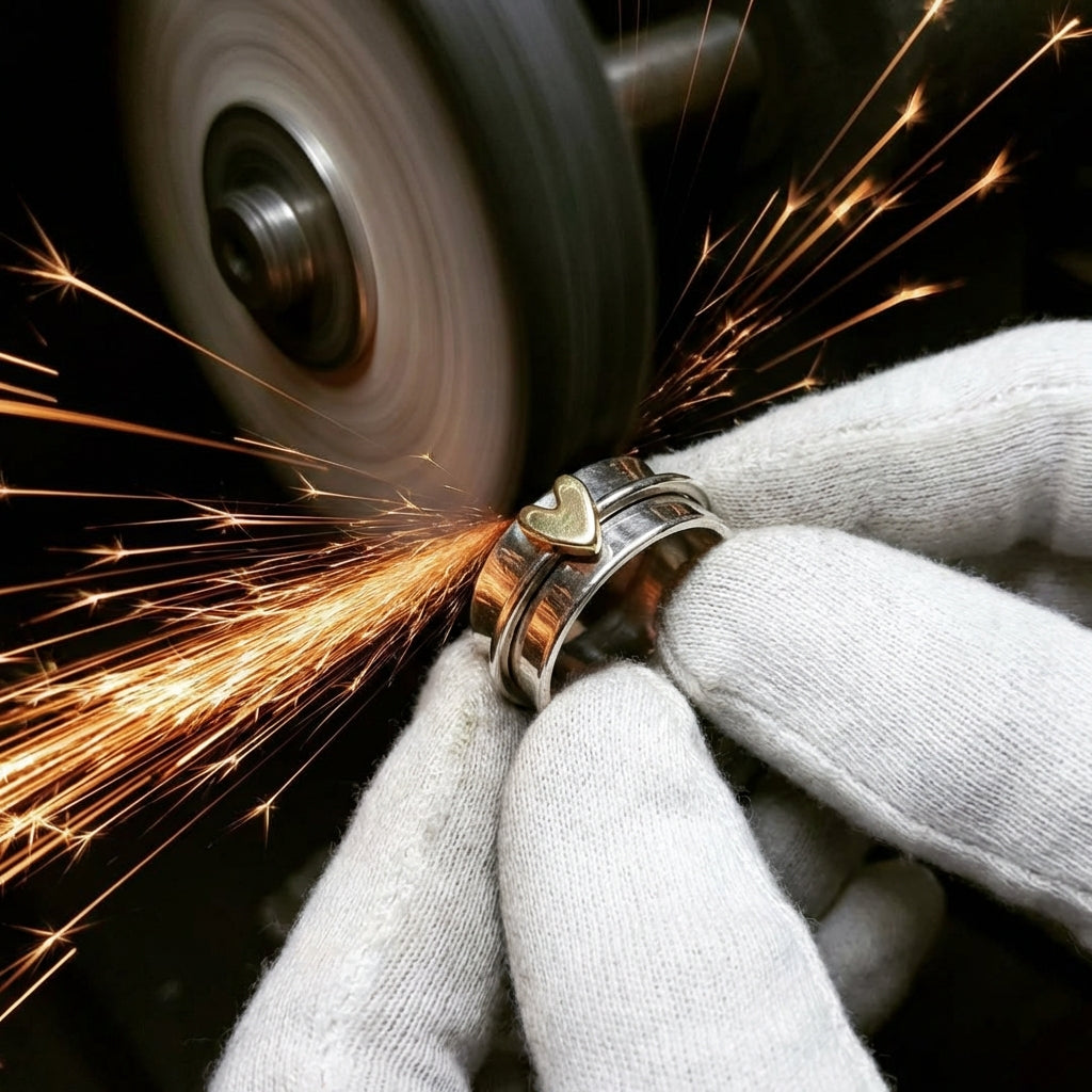Vintage Golden Heart Silver Ring