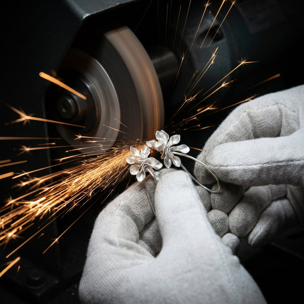 Vintage Irregular Blossom Silver Earrings