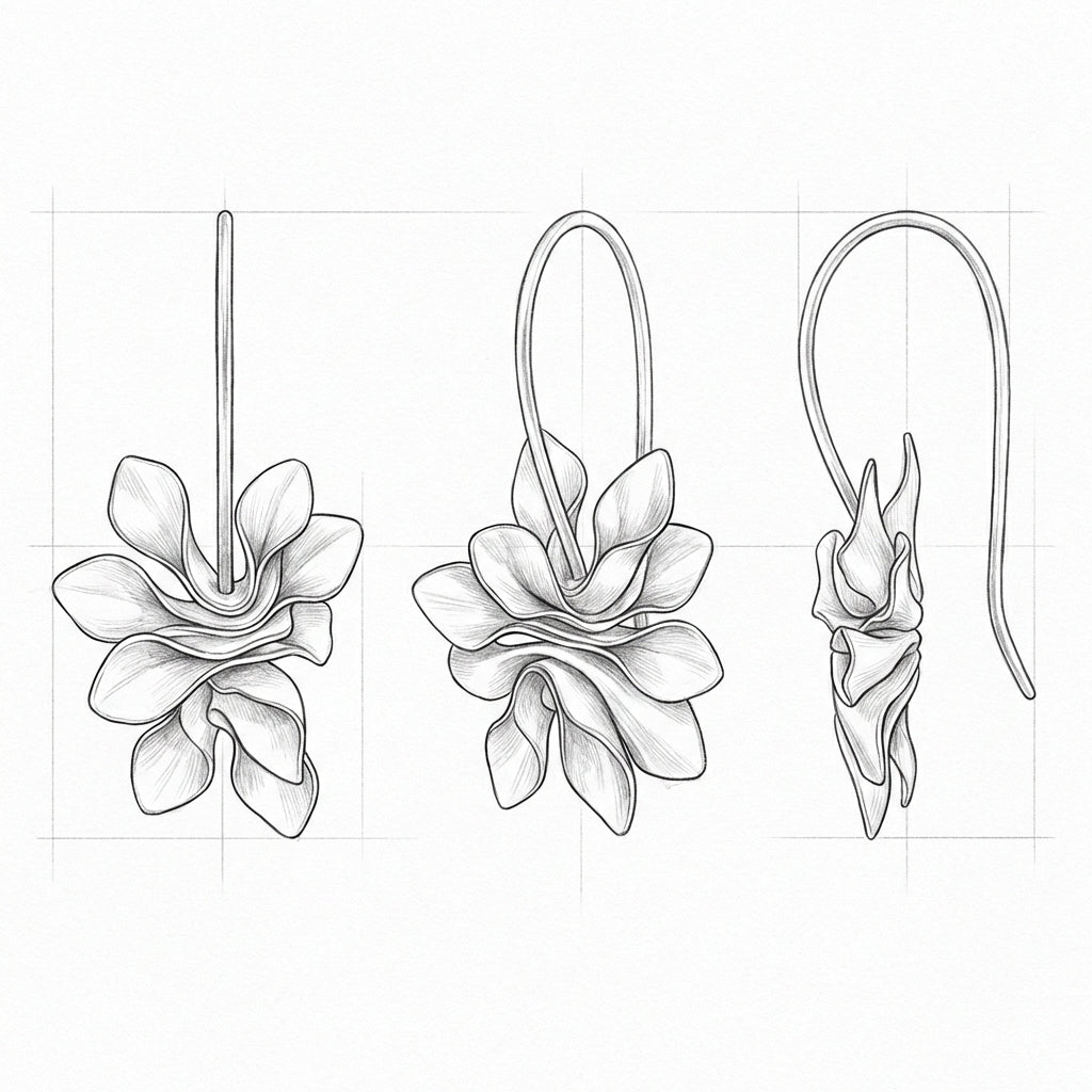 Vintage Irregular Blossom Silver Earrings