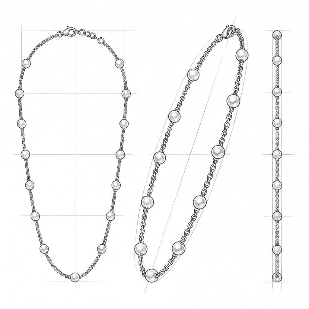 Small Pearl Necklace in Gold