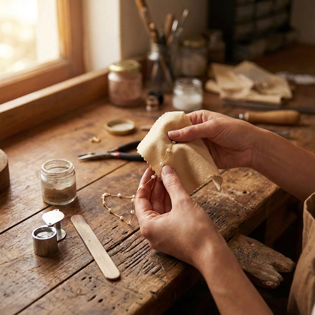 Small Pearl Necklace in Gold