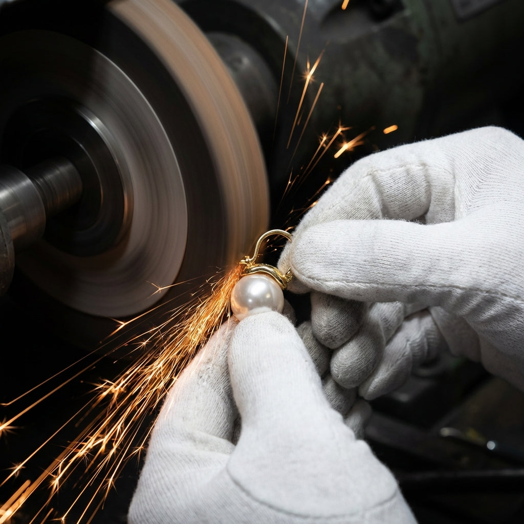 Thick Pearl Earrings in Gold