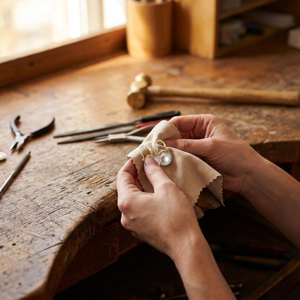 Thick Pearl Earrings in Gold