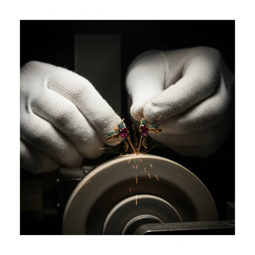 Hummingbird Enamel and Zirconia Earrings