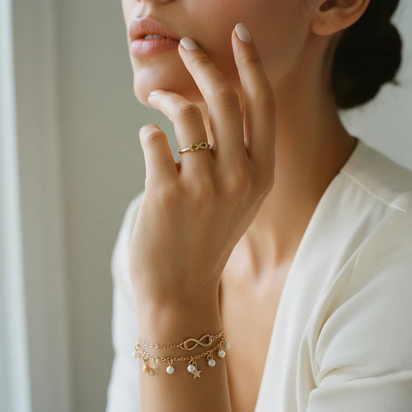 Infinity Anklet Bracelet + Pearls and Stars