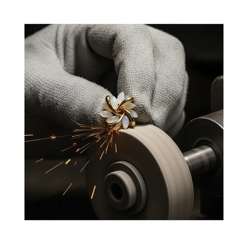 Luxury White Opal Earrings in Gold