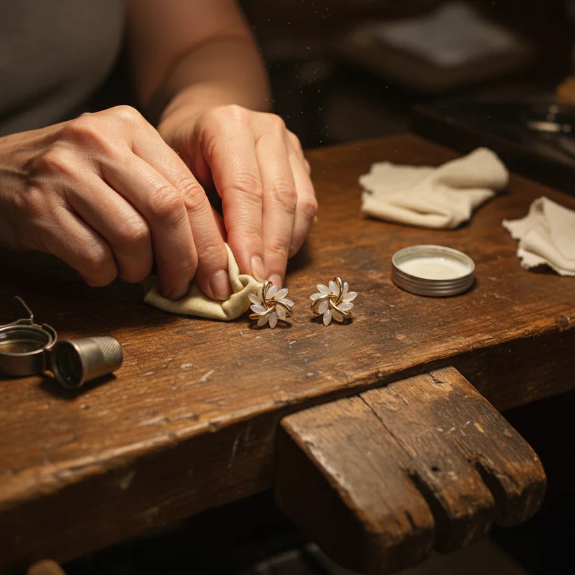 Luxury White Opal Earrings in Gold