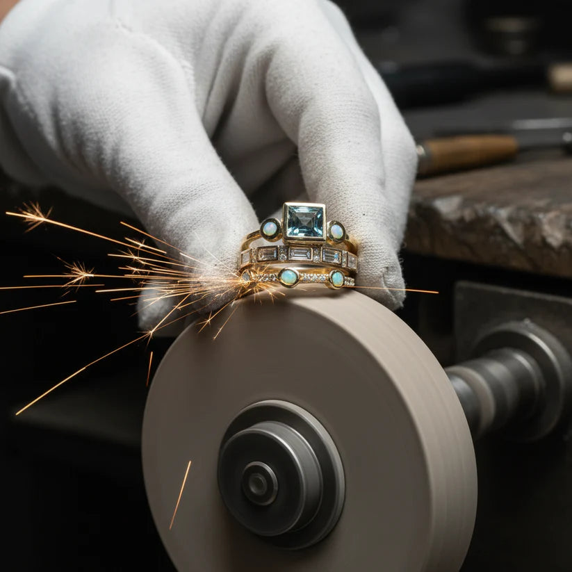 Vintage Blue Crystal Ring Set