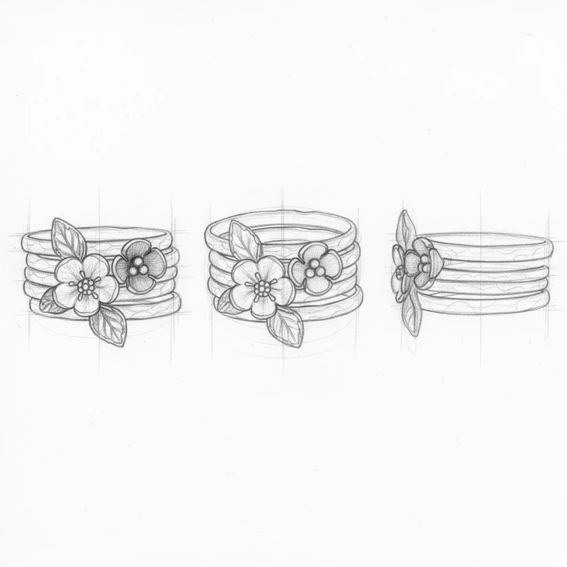 Vintage Flower Silver Layer Ring