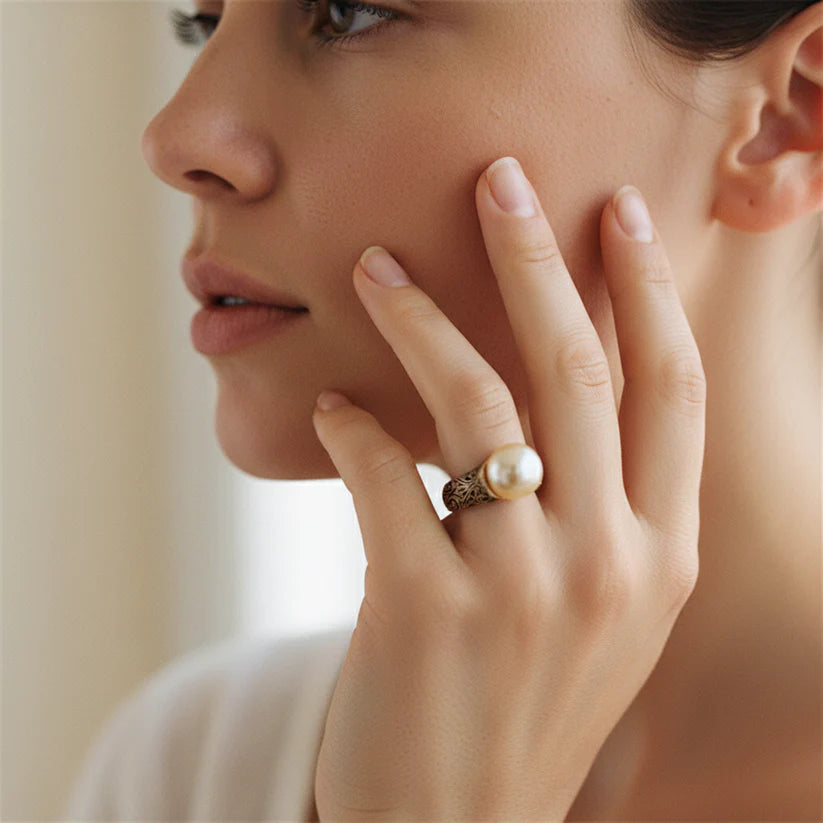 Vintage Pearl Golden Ring