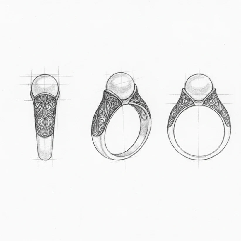 Vintage Pearl Golden Ring