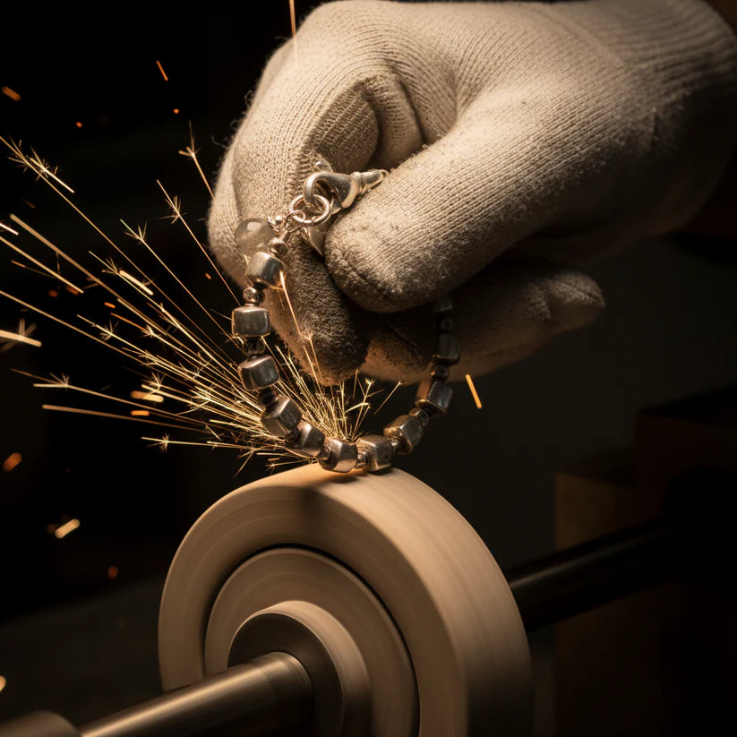 Vintage Silver Cubic Beads Bracelet