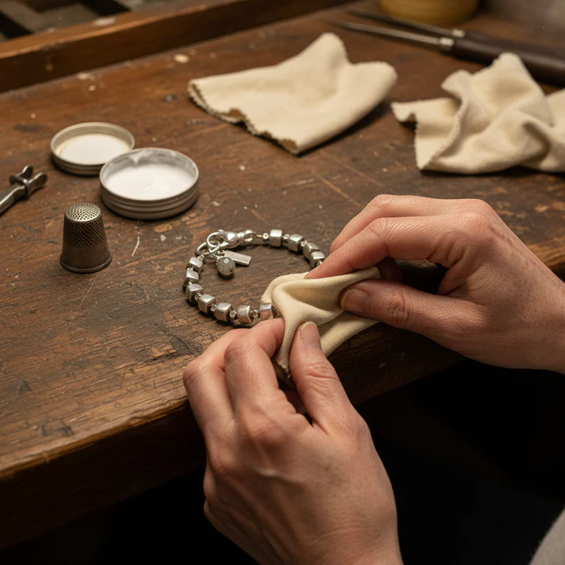 Vintage Silver Cubic Beads Bracelet