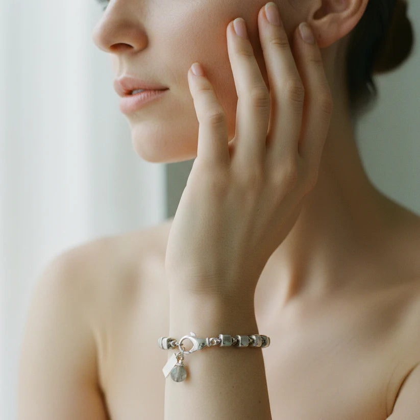 Vintage Silver Cubic Beads Bracelet