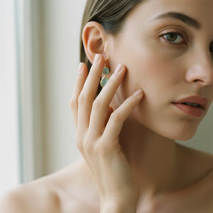 Vintage Turquoise Moonstone Earrings